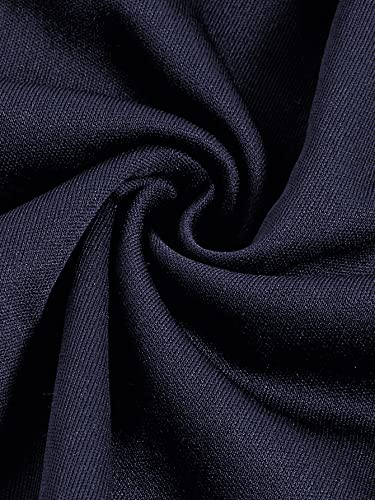 WDIRARA Women's Floral Lace Panel Long Mesh Sleeve Round Neck Keyhole Back Formal Flared A Line Short Dress Navy Blue 8Y