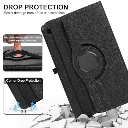 LRCXL Case for Samsung Galaxy Tab A8 10.5 Inch, Auto Wake/Sleep, 360 Degree Rotating Stand Case Cover for Galaxy Tab A8 10.5 Inch 2022 (SM-X200/X205/X207) (Black)