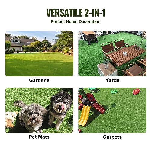 VEVOR Artifical Grass Turf, 3 x 5 ft Thick Grass Rug Indoor Outdoor, 1.38" Realistic Synthetic Grass Mat with Drainage Holes, Perfect for Patio Garden Lawn Home Backyard Dog Mats