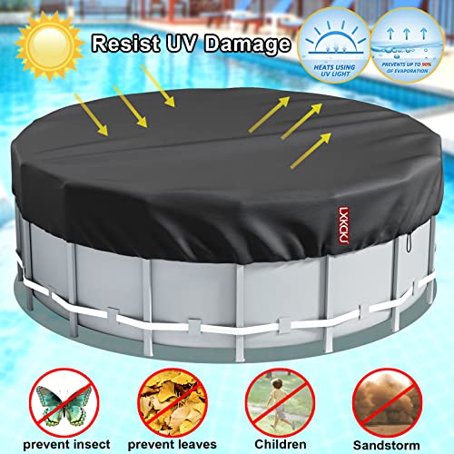 LXKCKJ 6 Ft Round Pool Cover, Solar Covers for Above Ground Pools, Stock Tank Pool Cover Protector with Pool Cover Accessories, Round Hot Tub Cover Ideal for Waterproof and Dustproof (Black)