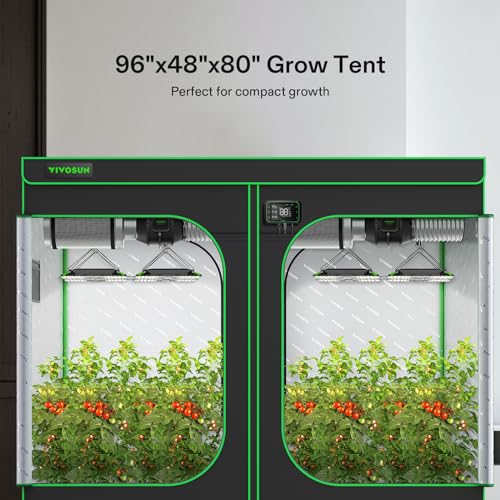 VIVOSUN S848 4x8 Grow Tent, 96"x48"x80" High Reflective Mylar with Observation Window and Floor Tray for Hydroponics Indoor Plant for VS4000/VSF4300