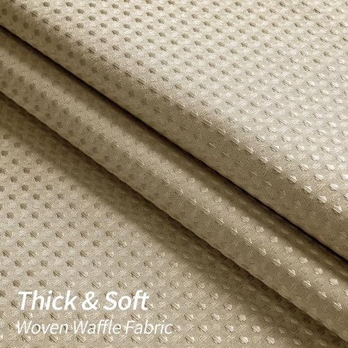 MitoVilla Ivory Long Shower Curtain 72 x 78, 78 inches Long Cloth Mesh Top Window Shower Curtains for Hotel Spa Bathroom Decor, Beige Waffle Fabric Shower Curtain Set with Snap-in Liner