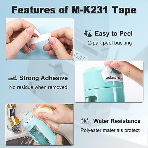 Labelife M-K231 Compatible Label Tape Replace for Brother P Touch M Tape M231 MK231 M-231 M-K231S 12mm 0.47 Inch for Brother PTouch PT-M95 PT-65 PT-80 PT-70 PT-45 Label Makers, Black on White, 4 Pack