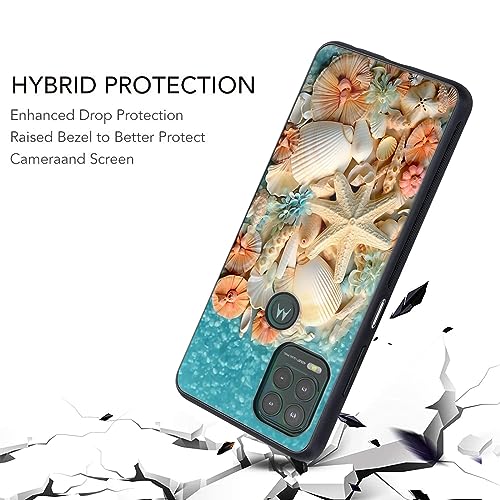 DSRGRGFDJ Designed for Motorola Moto G Stylus 5G 2021 6.8" Case,Plexiglass Back Cover+Soft Silicone TPU Bumper Shockproof Anti-Skid Protective Case,(Conch Seashells Starfish)