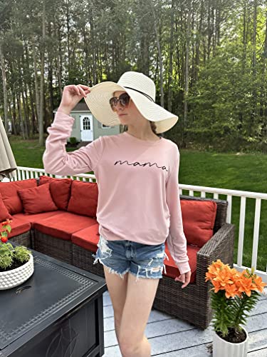 ASTANFY Mama Shirts Women Mama Letter Printed T-Shirt Mama Graphic Tee Casual Short Sleeve Tops Tee