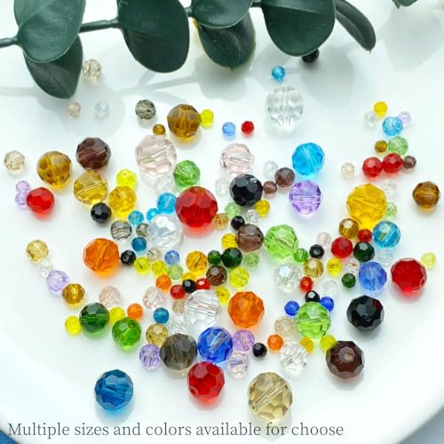 LIMAOLLY 140pcs 8mm Faceted Crystal Glass Beads Round Spacer Beads for Jewelry Making DIY Craft Making Necklace Bracelet Earring Wind Chimes Suncatchers Ornament(511-Orange)