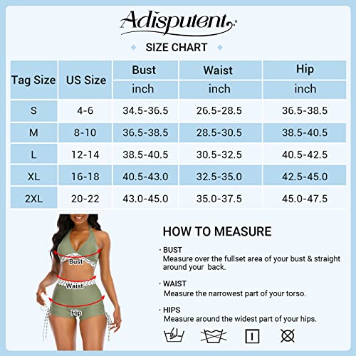 Womens High Waisted Swimsuits with Boy Shorts Brazilian Triangle Top Halter Bikini Tummy Control Two Piece Bathing Suits Tie Dye Floral XXL