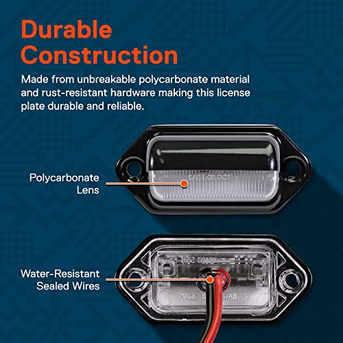 TRUE MODS 1pc Trailer LED License Plate Light [DOT FMVSS 108] [SAE L] [Black-Finish] [Surface Mount] [Waterproof] [12V DC] Courtesy Step License Plate Tag Lights for UTV ATV Trailer Truck RV Boat