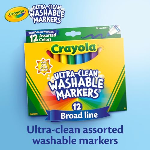 Crayola Broad Line Markers (12ct), Washable Markers for Kids, Classroom Supplies for Teachers, Kids Back to School Supplies, 3+