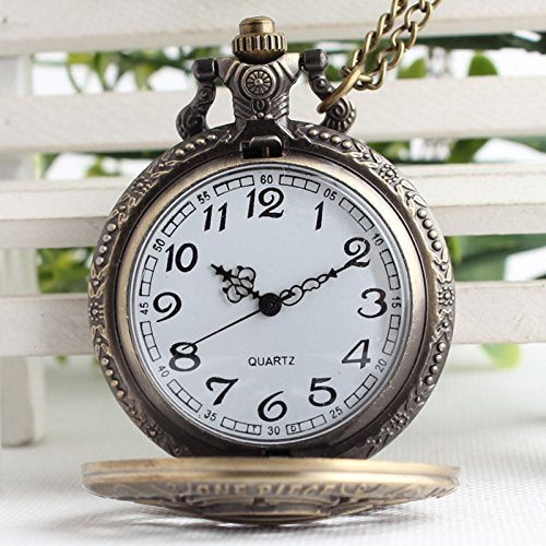 VIGOROSO One Piece Anime Vintage Antique Bronze Steampunk Quartz Pocket Watch Necklace Pendant in Box