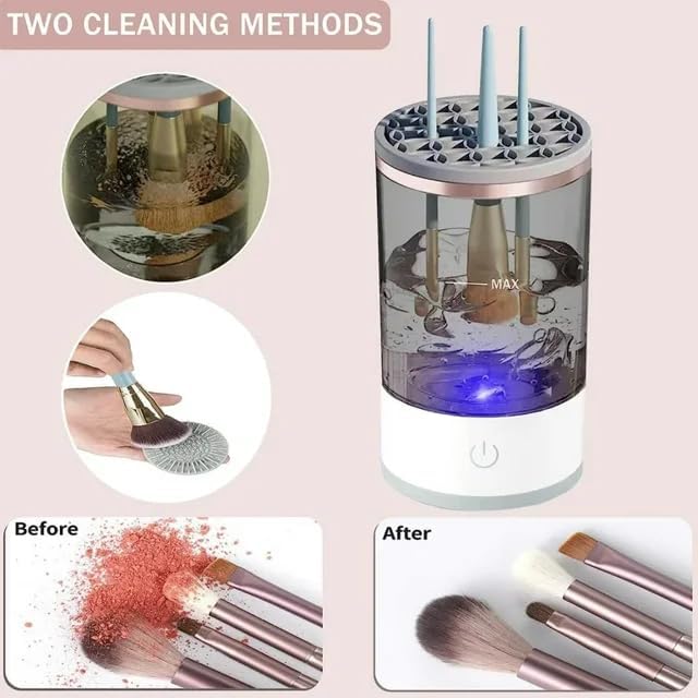 Beauty Swirl Cosmetic Brush Cleaner, Cozy Luna Brush Cleaner, Makeup Brush Cleaner, Automatic Spinning Makeup Brush Cleaner Fit for All Size Makeup Brush (Transparent)