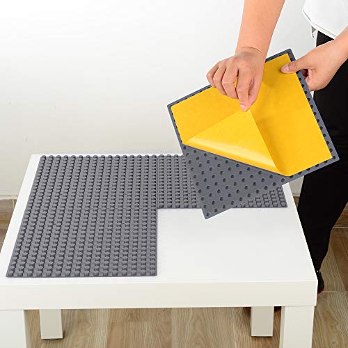MIMAX Self-Adhesive Baseplates Compatible with DUPLO, Peel-and-Stick Baseplate for DIY Play Table or Wall - 4 Pack (10" x 10") (Beige)