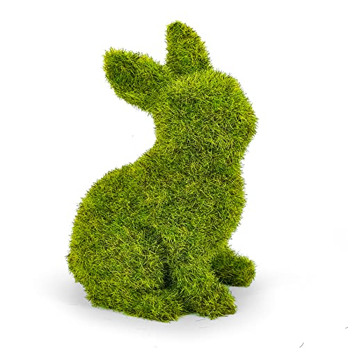 MicoSim Easter Bunny Decorations,Resin Moss Bunny Figurine,Garden Artificial Moss Rabbit Easter Décor Easter Party Favors Gifts(Medium Sit)