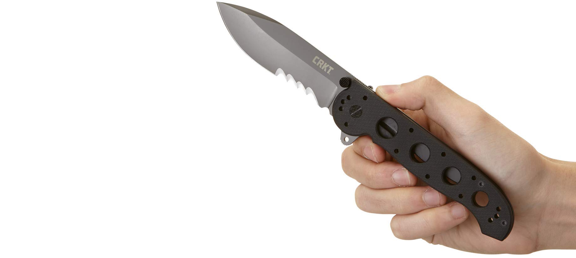 CRKT M21-14G EDC Folding Pocket Knife: Everyday Carry, Black Serrated Edge Blade, Veff Serrations, Automated Liner Safety, G10 Handle, Reversible Pocket Clip