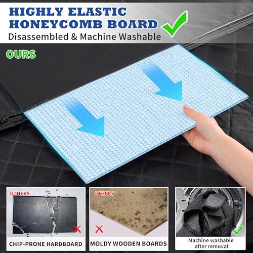 Back Seat Extender for Dogs, Large Space, Hard Bottom Car Seat Cover for Dogs, Waterproof Back Seat Pet Cover for Dogs, Dog Hammock for Car, Backseat Dog Protector for Dogs in Car SUV (Black)