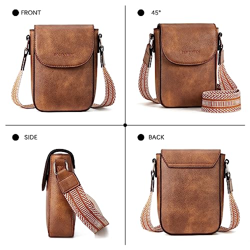 BOSTANTEN Small Crossbody Bags for Women Trendy Leather Phone Wallet Purses Handbags Adjustable Guitar Strap (D04-Grey)