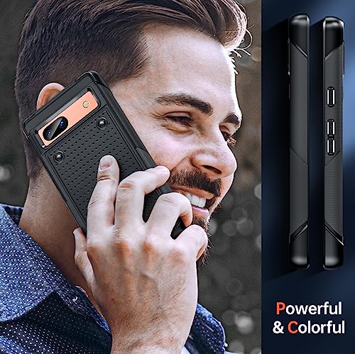 LeYi for Pixel 7A Case: Google Pixel 7A Case (NOT FIT 7/7 Pro) with Screen Protector, Dual Layer Protective PC Back & Soft Bumper Resilient Shock Absorb Cover Case for Men for Pixel 7A, Black