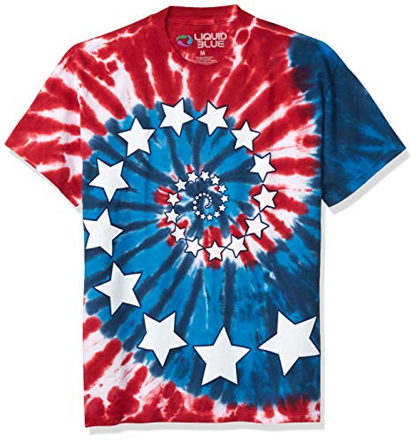 Liquid Blue Men's Stars and Stripes Spiral T-Shirt, Tie Dye, Medium