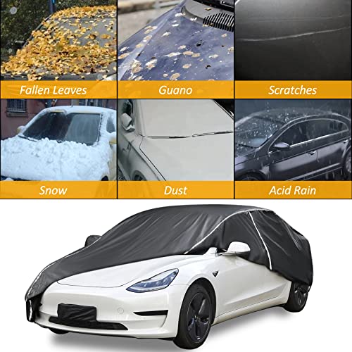 Car Cover for Model 3 2017-2024 All Weather 6 Layers Full Car Cover with Storage Bag