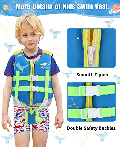 Gogokids Toddler Swim Vest, Floaties for Kids 20-70 Pounds, Float Jacket with Adjustable Safety Strap, Floation Pool Trainer Vest Learn to Swim for Boys Girls 1-9 Years