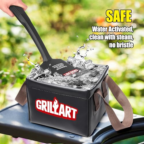 GRILLART Grill Brush Bristle Free, SteamWizards [Ultra Safe & Efficient] Grill Cleaner Brush with 1 Replacement Head, for Cast Iron and Stainless Steel Grates, BBQ Grill Brush for Outdoor Grill