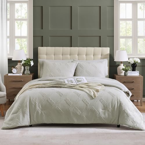 Geniospin Twin Comforter Set, Bed in A Bag 5-Pieces, Beige Textured All Season Comfortable Bedding Sets with Comforter, Sheet, Pillowcase & Sham (Beige, 66"x86")