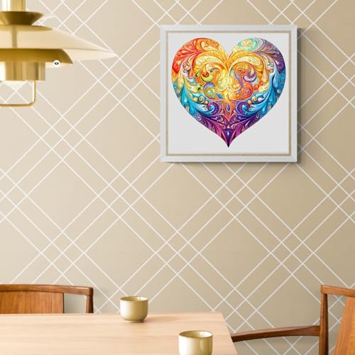 KAAYEE Heart Shaped Wooden Puzzle - 100pcs, 8.4 * 8inch, Heart Wood Puzzles with Unique Animal Pieces for Adults, Beautiful Heart Jigsaw Puzzle, Beautiful Gift for People You Love