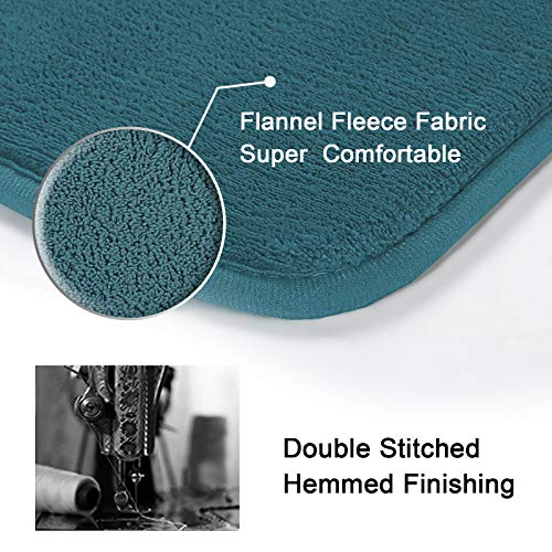 H.VERSAILTEX Bath Mat Memory Foam Set Bathroom Rug Set Flannel Velvety Bath Mat Luxury Extra Soft and Absorbent Non Slip Rugs for Bathroom/Bedroom Washable(2 Pack- 20"x 32"/ 17"x 24", Dark Teal)