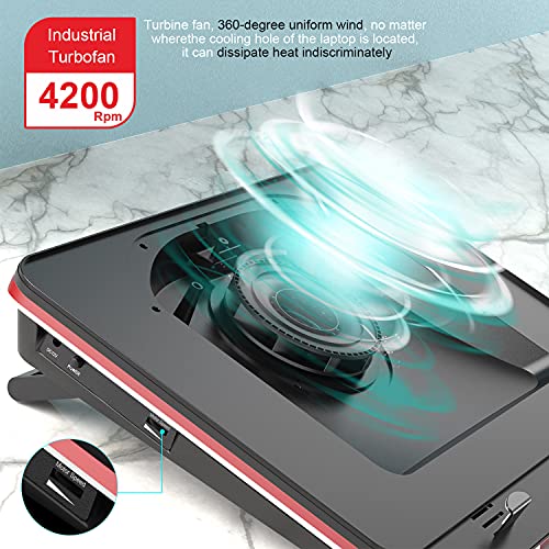 IETS GT500 Powerful Turbo-Fan (4200 RPM) Laptop Cooling Pad with Infinitely Variable Speed,Seal Foam for Rapid Cooling Gaming Laptop,Dust Filter for Protect Laptop,13-17.3inch Laptop Cooler