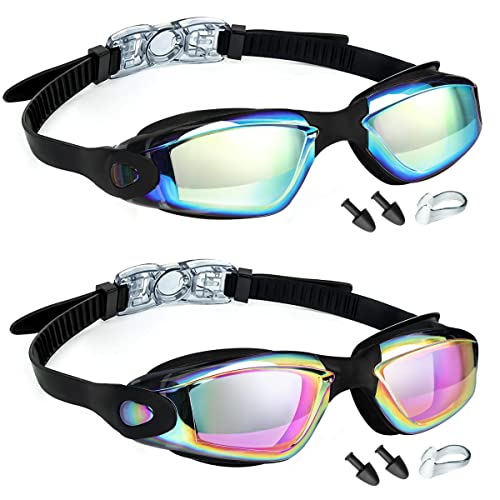 LOCONHA Swim Goggles, 2 Pack Swimming Goggles Anti Fog No Leaking For Adult Women Men Youth