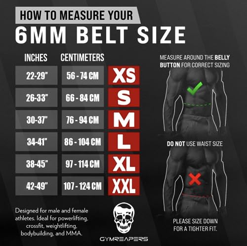 Gymreapers Weightlifting Belt 6MM Genuine Leather - Double Prong Power Belt Heavy Duty 4-Inch Wide - Strong, Stabilizing Back Support for Deadlifts, Squats Powerlifting (Black, 2X-Large)