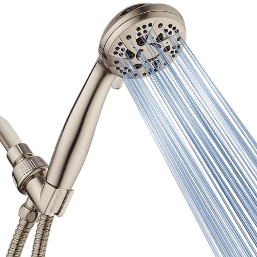 AquaDance For California High Pressure 6-Setting Full Brushed Nickel Face Handheld Shower with Hose for Ultimate Shower Experience! Officially Tested to Meet Strict US Quality & Performance Standards!