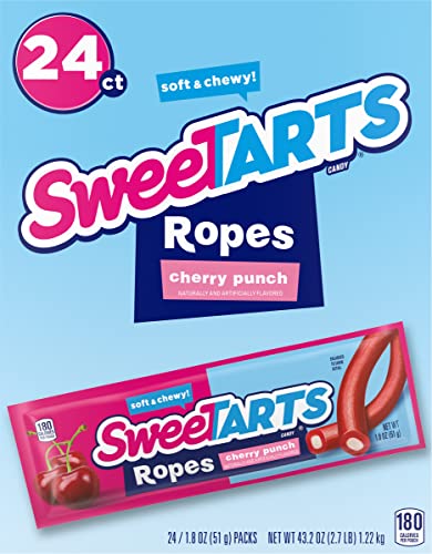 SweeTARTS Soft and Chewy Ropes, Cherry Punch Flavor, 1.8 Ounce Pouches (Pack of 24)