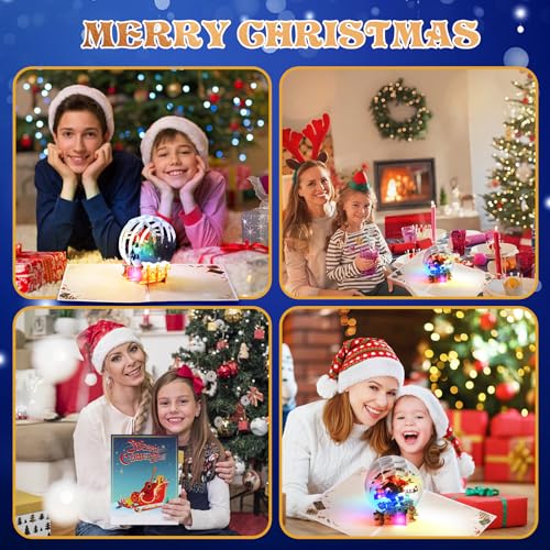 APOTODITO Pop Up Christmas Cards with Santa Claus Playing Guitar, Christmas Gifts with Music and Light, 3d Musical Greeting Card for Christmas Holiday New Year, Christmas Gift for Kids Family