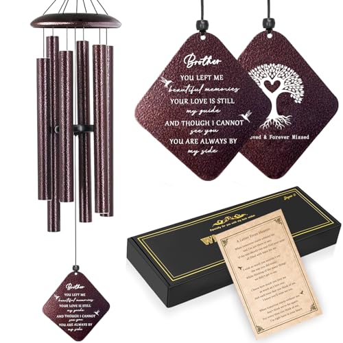 Doopeer Memorial Gifts for Loss of Brother, 32" Sympathy Wind Chimes for Loss of Brother, Bereavement Gifts Loss of Brother, Loss of Brother Sympathy Gifts, Windchimes in Memory of Brother (Bronze)