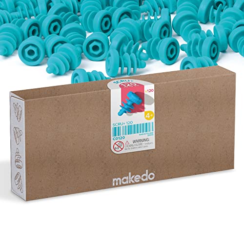Makedo SCRU+ 120 | Top Up Your Toolbox! 120 Piece Set | Connect 4 to 6 Layers of Cardboard | STEM and STEAM Educational Toys for Kids | at Home Play and Classroom Learning
