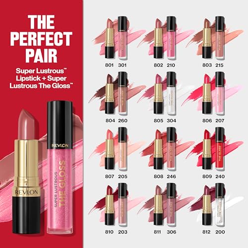 Revlon Lip Gloss, Super Lustrous The Gloss, Non-Sticky, High Shine Finish, 215 Super Natural