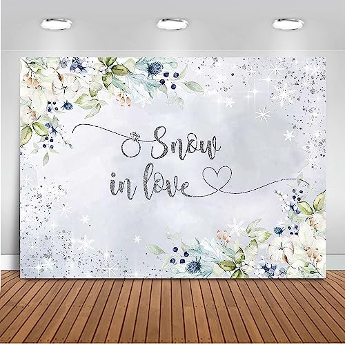 Mocsicka Snow in Love Backdrop Winter Wedding Miss to Mrs Bride Shower Decorations Bride to Be Wedding Engagement Party Cake Table Decorations Supplies (6x4ft)