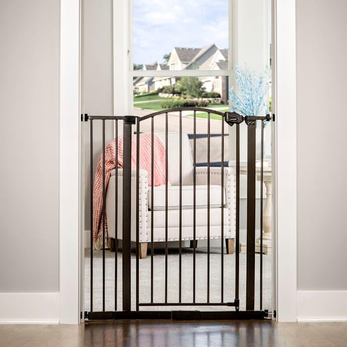 Regalo Easy Step Extra Tall Arched Décor Walk Thru Baby Gate, Includes 4-Inch Extension Kit, 4 Pack Pressure Mount Kit and 4 Pack Wall Mount Kit, Bronze, 36-Inches Tall (Pack of 1)