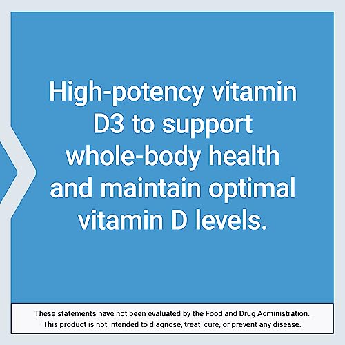 Life Extension Vitamin D3 175 mcg (7000 IU), immune system support, bone health, brain performance, gluten-free, non-GMO, once daily, two-month supply, 60 softgels