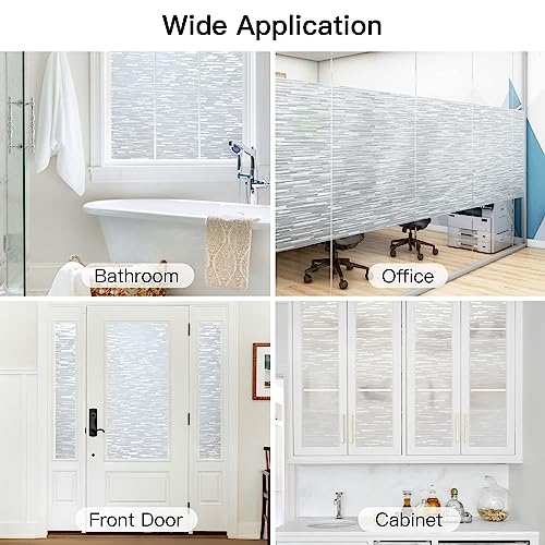 DOWELL Window Privacy Film, Frosted Glass Window Film, Non Adhesive Static Window Clings, Opaque Window Vinyl, UV Blocking Glass Sticker Covering for Home Office, 17.5 x 59 inches