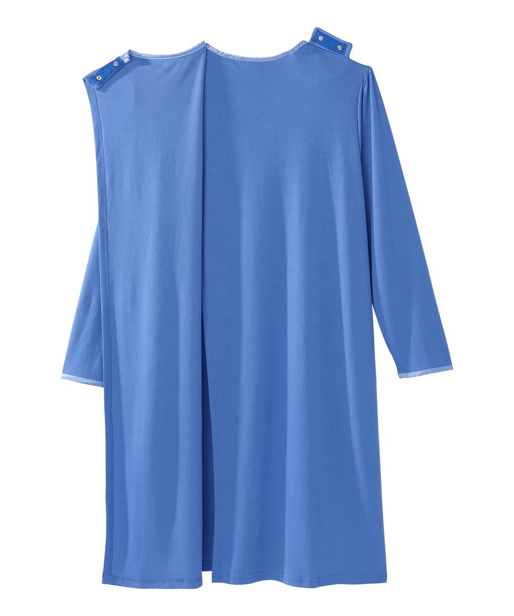 Silverts Hospital Gowns for Women Open Back, Adaptive Clothing for Seniors, Hospital Nightgowns for Women, Elderly Easy Clothing for Disabled - Blue MED