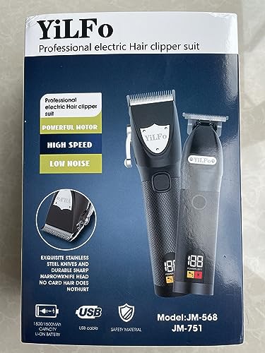 YiLFo Hair Clippers for Men Professional- Beard Hair Trimmer, Cordless Barber Clippers Kit, LED Display Hair Cutting Kit, T Liners Edgers Clippers and Trimmers Grooming Set, Shaving Kit for Mens Gift