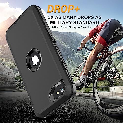 jaroco for iPhone SE Case 2022/2020/3rd/2rd,iPhone 8/7 case [Shockproof] [Dropproof] [Military Grade Drop Tested] with Non-Slip Removable Heavy Duty Full Body Phone Case 4.7 Inch-Black