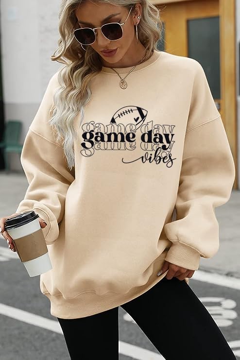 MNLYBABY Oversized Game Day Sweatshirt for Women Football Shirts Tis The Season shirt Football Season Pullover Tops