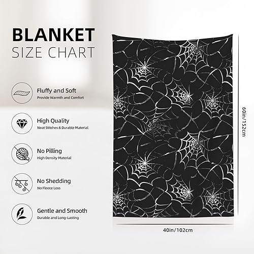 Artlunar Spider Web Throw Blanket Gothic Black Blanket Skeleton Blanket Witch Blanket for Skull Bedding Goth Bedding Haunted Mansion Couch Sofa Bed Chair Use, (Spider Web 50x60 Inch)