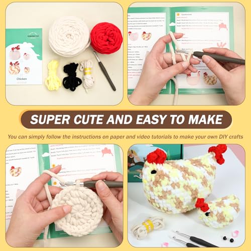 PIPAPI Crochet Kit for Beginners, 2 Pattern Carrot Ground Elf, Knitting Kit for Adult Kids with Step-by-Step Video Tutorials, Instructions and Yarns, Hook, Accessories