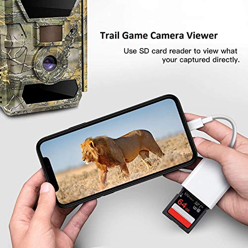 SD Card Reader for iPhone iPad, Apple MFi Certified iPhone SD/Micro SD Card Reader Adapter Cable with Dual Slots for SLR Cameras, Trail Game Camera Viewer, Memory Card Reader for iPhone, Plug and Play