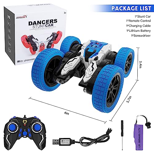 Remote Control Car, Double Sided RC Car, 4WD Off-Road Stunt Car with 360° Flips, 2.4Ghz Indoor Outdoor All Terrain Rechargeable Electric Toy Cars Gifts for Boys Kids 3 4 5 6 7 8 9 10 11 12 Year Old