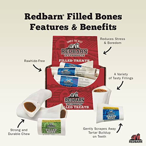 Redbarn Filled Dog Bones Peanut Butter, Cheese N' Bacon, Beef, Natural Long-Lasting Dental Treats; Suitable for Aggressive Chewers. Beef, Small 3" - 1 Bone